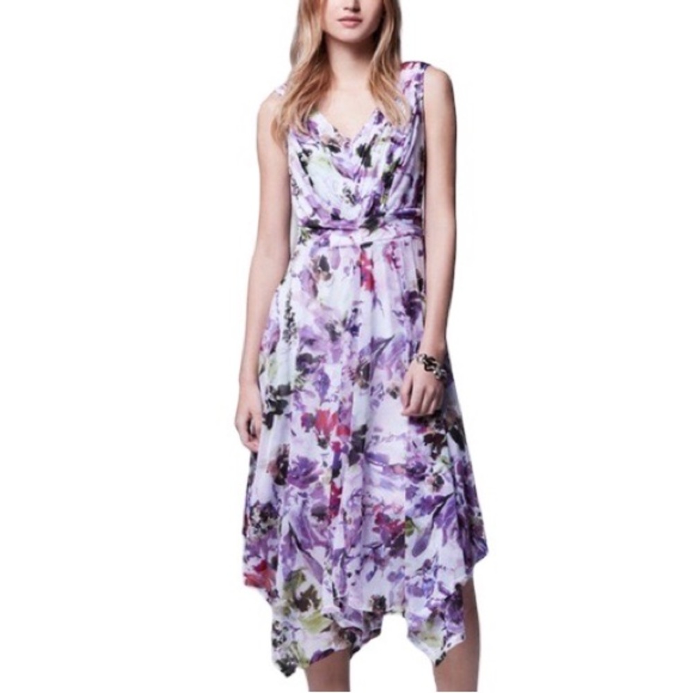 Simply Vera Vera Wang Petite L Pleated A Line Dress Womens Flowy Chic